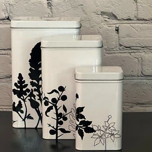 Ikea Black and White Tin Canisters - Set of 3